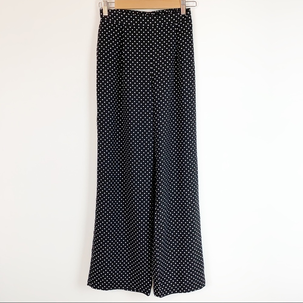 high waisted wide leg polka dot pull on pants